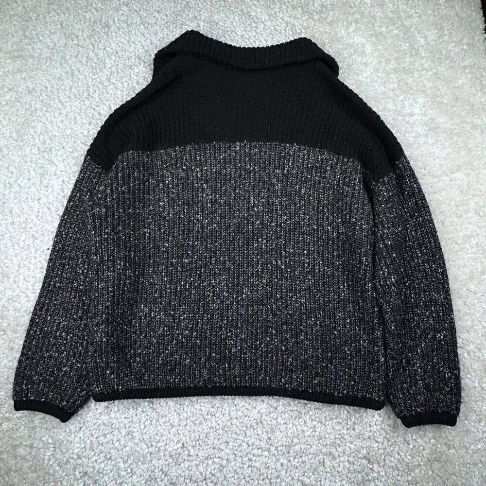 Varley Willard Half Zip Knit Colorblock Pullover Sweater Black